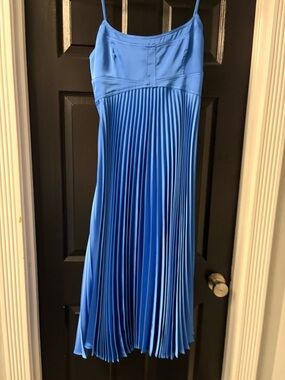 House of Harlow Sky Blue Pleated Strap Midi Dress
